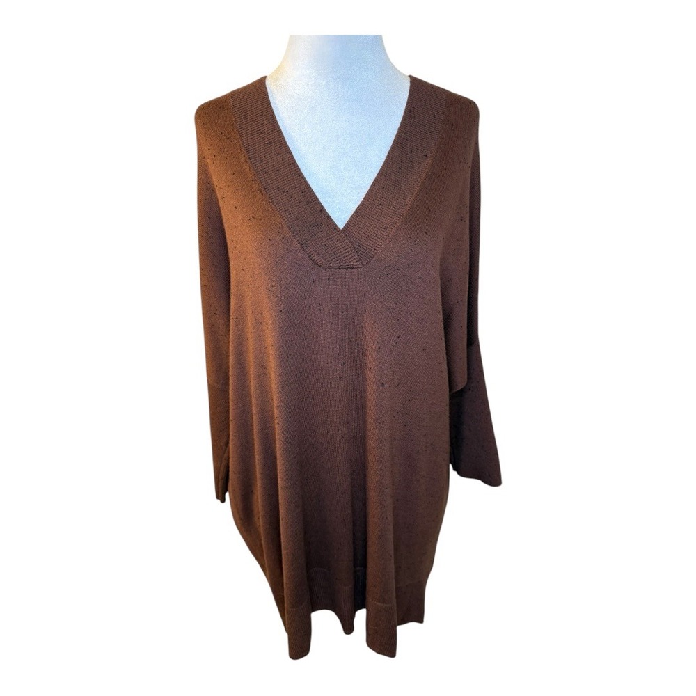 LOFT Outlet Sweater V-Neck Long‎ Sleeve Brown Tunic XS